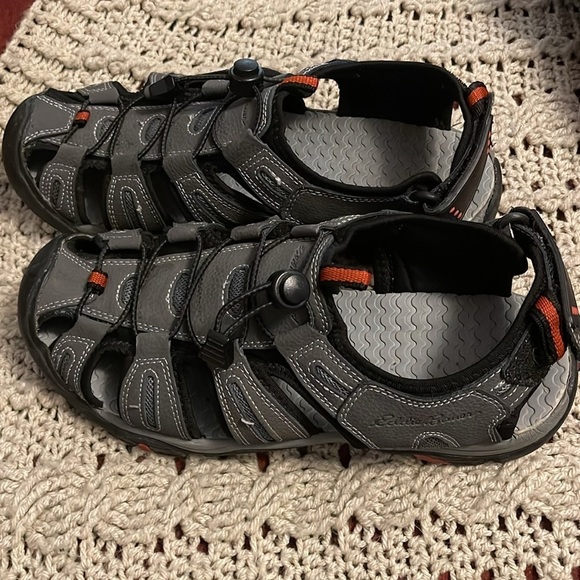 EDDIE BAUER / Tommy gray black fisherman cinch hiking sandals Men’s‎ size 10 - Picture 5 of 17